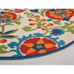 Online Kirklands Home Abstract Floral Outdoor Round Area Rug, 5 ft. Multi