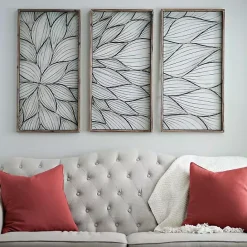 Sale Kirklands Home Abstract Floral Panel Plaques, Set of 3 Brown
