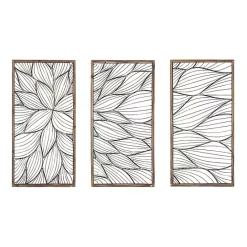 Sale Kirklands Home Abstract Floral Panel Plaques, Set of 3 Brown