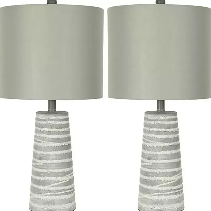 Outlet Kirklands Home Abstract Gray Ribbed Stripes Table Lamps, Set of 2 White