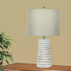 Outlet Kirklands Home Abstract Gray Ribbed Stripes Table Lamps, Set of 2 White