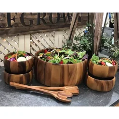 Outlet Kirklands Home Acacia 7-pc. Salad Bowl and Servers Set, 12 in. Brown