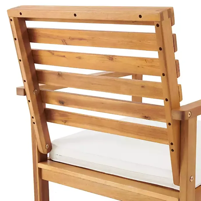 New Kirklands Home Acacia White Cushioned Outdoor Chairs, Set of 2