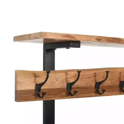 Kirklands Home Acacia Wood Modern Storage Hooks Hall Tree