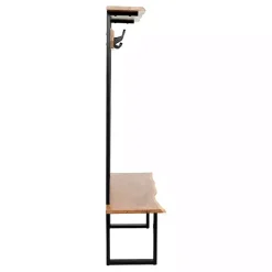 Kirklands Home Acacia Wood Modern Storage Hooks Hall Tree