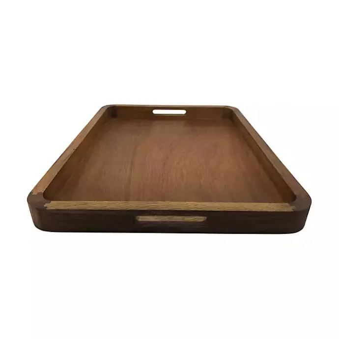 Hot Kirklands Home Acacia Wood Rectangle Serving Tray with Handles Brown