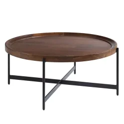 Hot Kirklands Home Acacia Wood Round Tray Top Coffee Table Brown