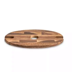 Hot Kirklands Home Acacia Wood Wine Bottle and Glass Caddy Brown