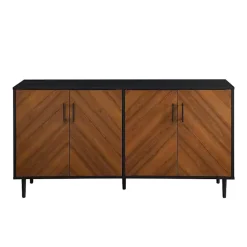 Hot Kirklands Home Acorn and Black Chevron Door TV Stand Brown