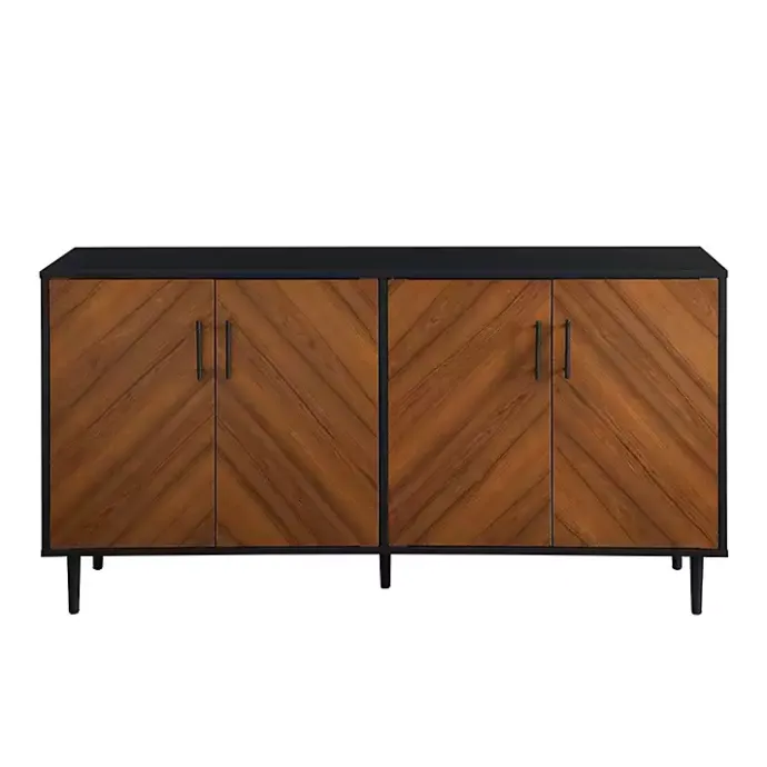 Hot Kirklands Home Acorn and Black Chevron Door TV Stand Brown
