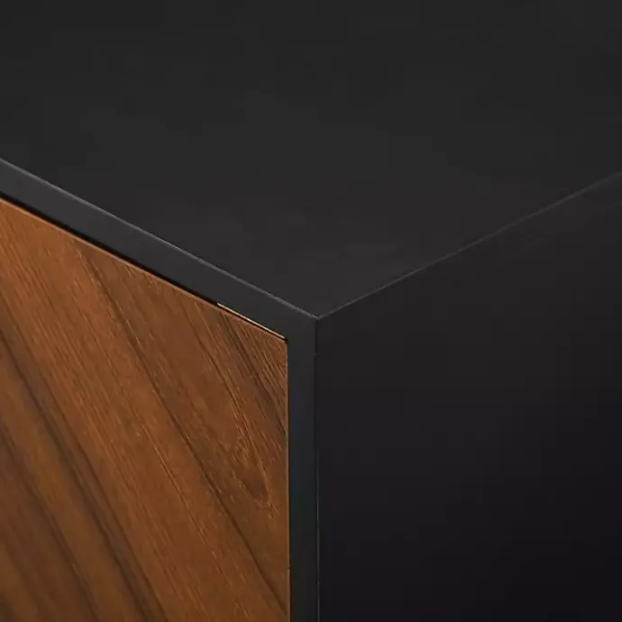 Hot Kirklands Home Acorn and Black Chevron Door TV Stand Brown
