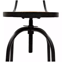 Discount Kirklands Home Adjustable Wood and Metal Industrial Bar Stool Brown