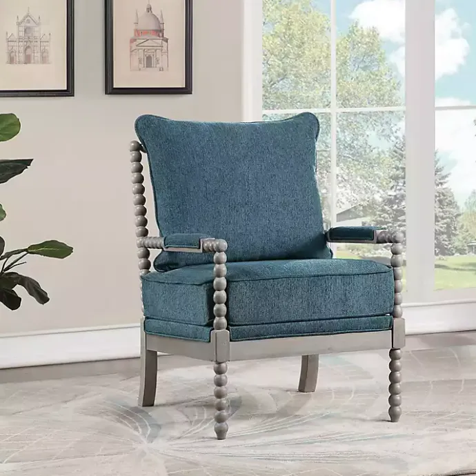 Clearance Kirklands Home Aegean Liam Turned Leg Accent Chair Blue