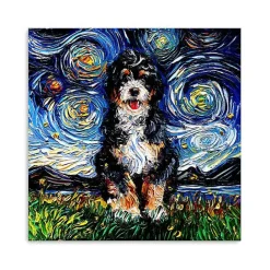 Clearance Kirklands Home Aja Trier Bernadoodle Starry Night Canvas Print