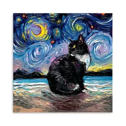 Kirklands Home Aja Trier Tuxedo Cat Starry Night Canvas Art Print