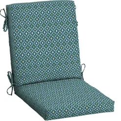 Kirklands Home Alana Tile Luxe Outdoor Dining Chair Cushion Blue
