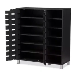 New Kirklands Home Aldrich Black Slatted Shoe Storage Cabinet