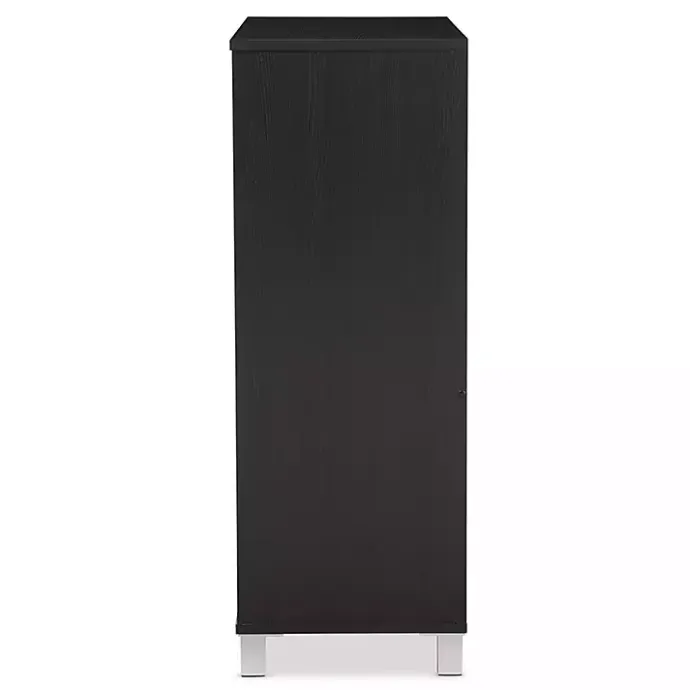 New Kirklands Home Aldrich Black Slatted Shoe Storage Cabinet