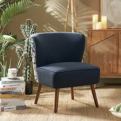 Hot Kirklands Home Alex Navy Upholstered Floral Back Accent Chair Blue
