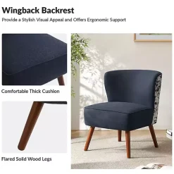Hot Kirklands Home Alex Navy Upholstered Floral Back Accent Chair Blue