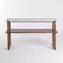 New Kirklands Home Allen Wood and Marble Console Table