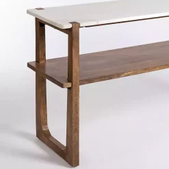 New Kirklands Home Allen Wood and Marble Console Table