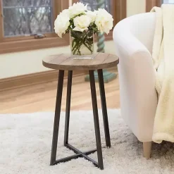 Best Kirklands Home Allie Natural Wood and Metal Accent Table
