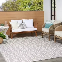 New Kirklands Home Aloha Ash Botanical Indoor/Outdoor Area Rug, 9x12