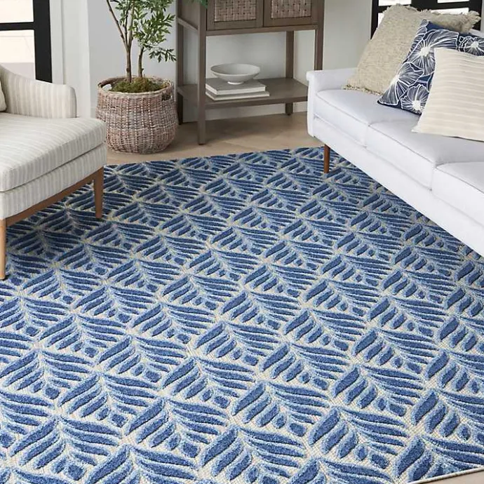 Best Kirklands Home Aloha Blue Botanical Indoor/Outdoor Area Rug, 9x12