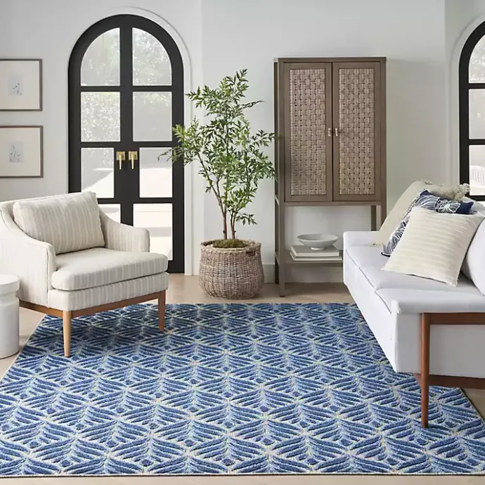 Best Kirklands Home Aloha Blue Botanical Indoor/Outdoor Area Rug, 9x12
