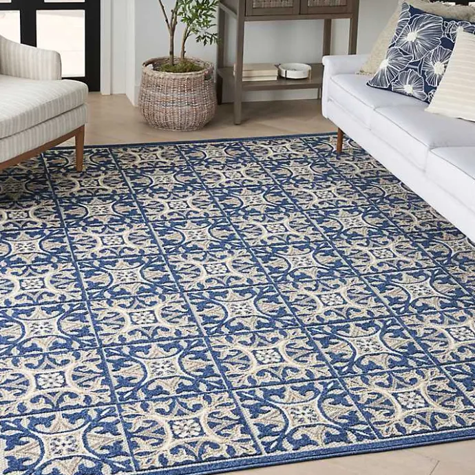 Online Kirklands Home Aloha Blue Geometric Indoor/Outdoor Area Rug, 5x7