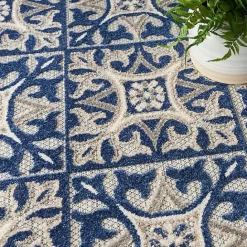 Online Kirklands Home Aloha Blue Geometric Indoor/Outdoor Area Rug, 5x7