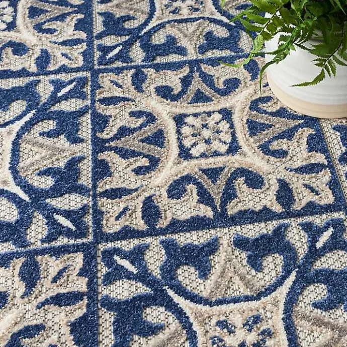 Online Kirklands Home Aloha Blue Geometric Indoor/Outdoor Area Rug, 5x7
