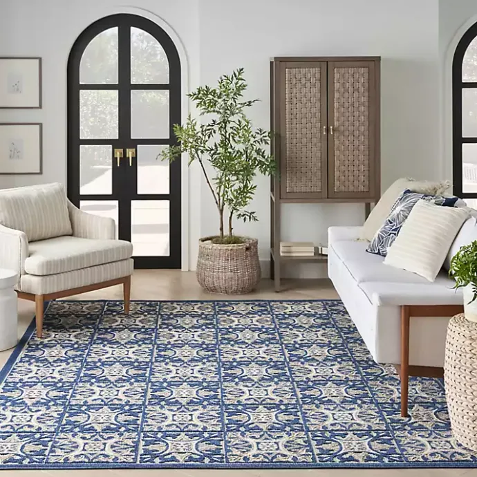 Online Kirklands Home Aloha Blue Geometric Indoor/Outdoor Area Rug, 5x7