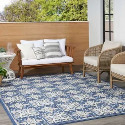 Outlet Kirklands Home Aloha Blue Geometric Indoor/Outdoor Area Rug, 6x9