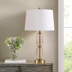 New Kirklands Home Amber Faceted Glass Table Lamp Brown
