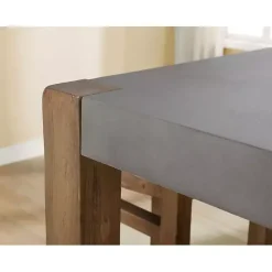 Hot Kirklands Home Amber Wood Faux Concrete Top Dining Table Brown