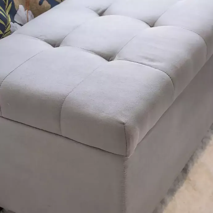Outlet Kirklands Home Amelia Tufted Shoe Storage Ottoman Bench Gray