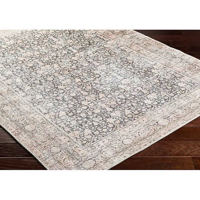 Kirklands Home Amelie Black Traditional Washable Area Rug, 7x10