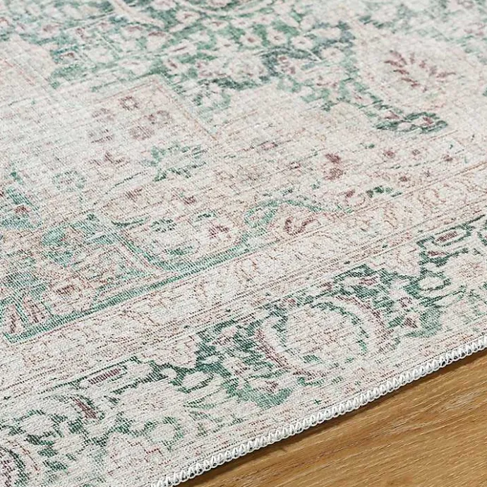 Kirklands Home Amelie Green Traditional Washable Area Rug, 6x9