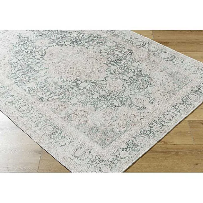 Kirklands Home Amelie Green Traditional Washable Area Rug, 6x9
