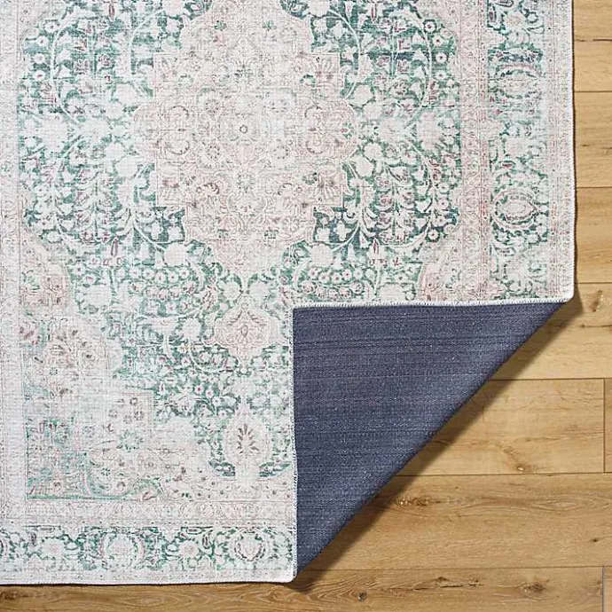 Kirklands Home Amelie Green Traditional Washable Area Rug, 7x10
