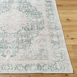 Kirklands Home Amelie Green Traditional Washable Area Rug, 7x10