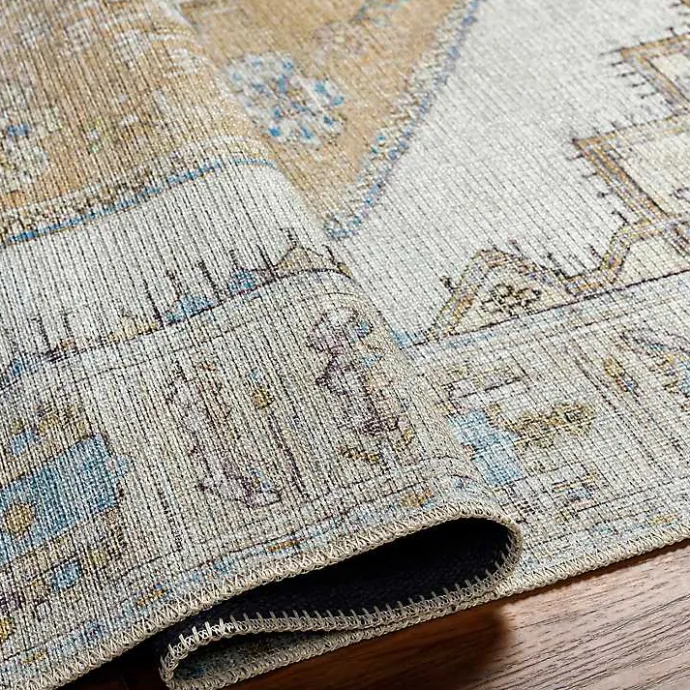 New Kirklands Home Amelie Yellow Traditional Washable Area Rug, 7x10