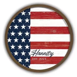 Discount Kirklands Home American Flag Personalized Brown Frame Wall Plaque