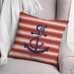 Online Kirklands Home Anchor and Red Stripes Indoor/Outdoor Pillow