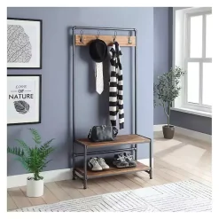 Discount Kirklands Home Annalee Industrial Metal and Wood Hall Tree
