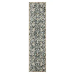 New Kirklands Home Anthracite Granary Floral Runner, 2x10 Blue