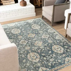Discount Kirklands Home Anthracite Granary Floral Area Rug, 8x10 Blue