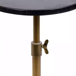 Online Kirklands Home Antique Brass and Marble Adjustable Table Black